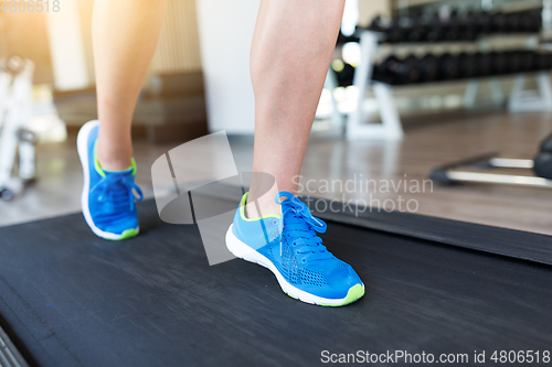 Image of Woman training on treadmill