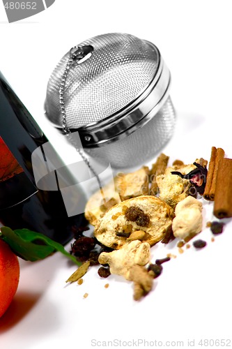 Image of wine, dried fruits, spices