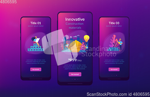 Image of Innovative construction materials app interface template.