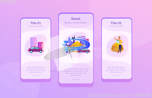 Image of Smart roads construction app interface template.