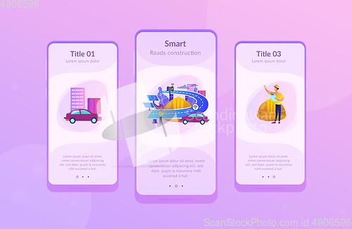Image of Smart roads construction app interface template.