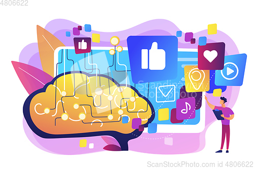 Image of AI in social media concept vector illustration