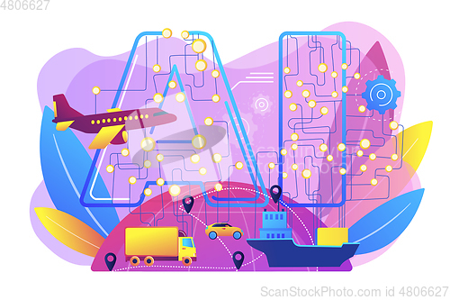 Image of AI in travel and transportation concept vector illustration