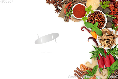 Image of Herb and Spice Abstract Background Border