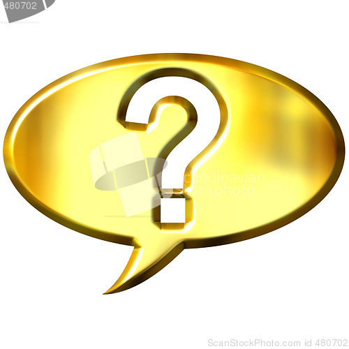 Image of 3d golden speech bubble with question mark