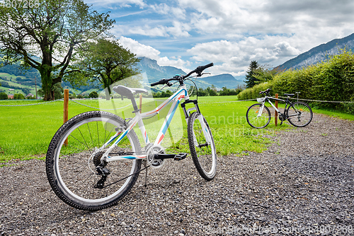 Image of Bikes and in the background the amazing Switzerland landscape