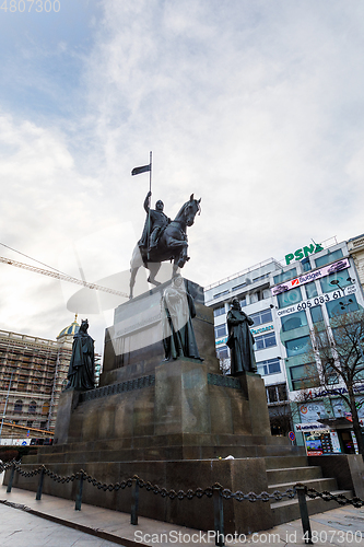 Image of Saint Wenceslaus statue on Vaclavske Namesti in Prague, Czech Re