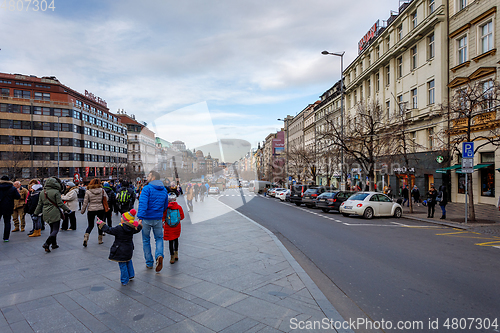 Image of Peoples on the famous advent Christmas market at Wenceslas squar