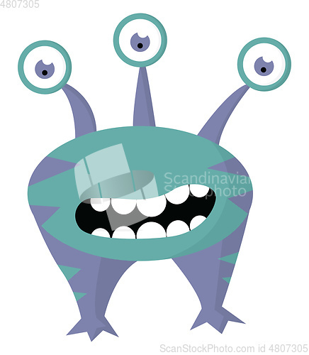 Image of Monster with 3 big eyes, vector color illustration.