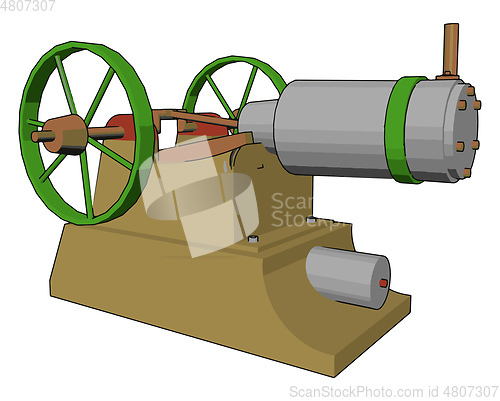 Image of Manually operated engine machine vector or color illustration