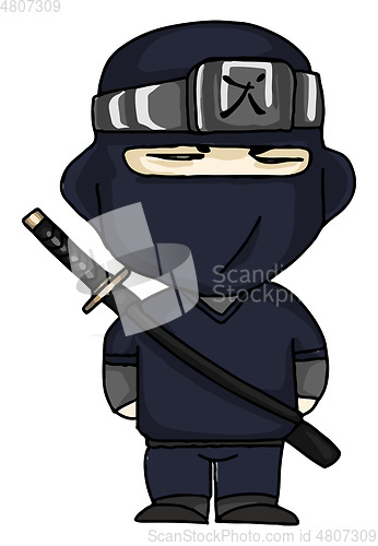 Image of Ninja warrior cartoon vector or color illustration