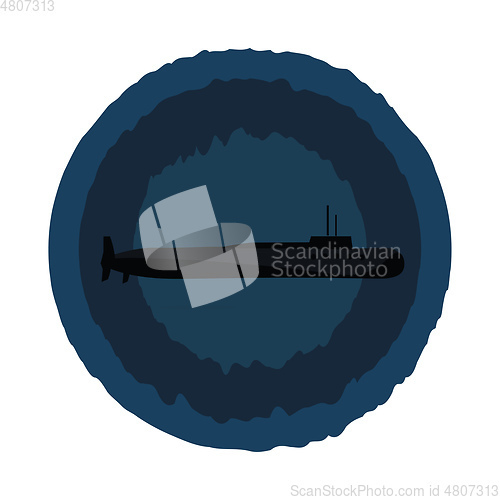 Image of Clipart of the painting of a submarine over blue background vect