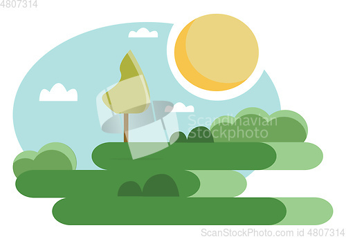 Image of Outdoor green park on a sunny day vector or color illustration