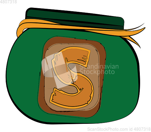 Image of Green coin purse with sign vector or color illustration