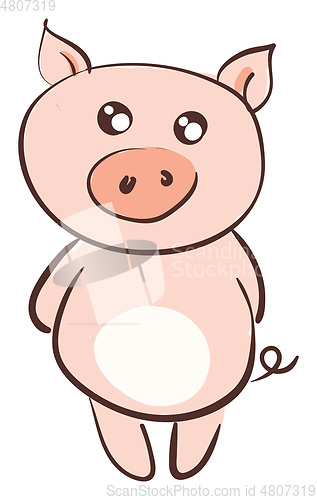 Image of Cute smiling pink pig vector illustration on white background 