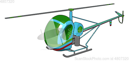 Image of Blue and green helicopter with green and red stripes vector illu