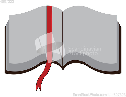 Image of Open book with white pages and red page marker vector illustrati