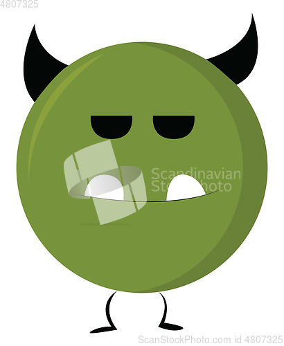 Image of Round green monster vector or color illustration