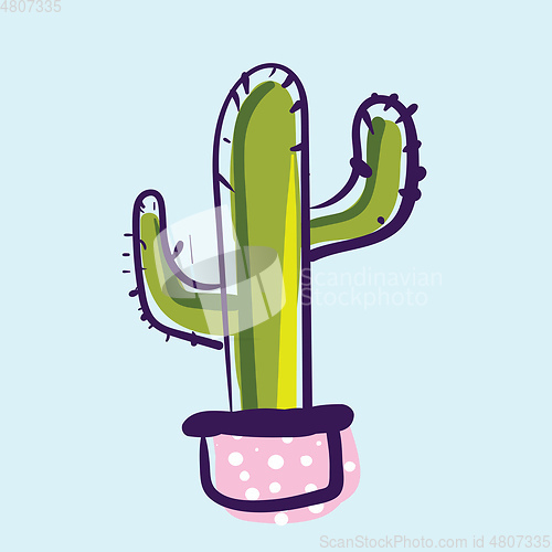 Image of Painting of a lively saguaro cactus plant vector color drawing o