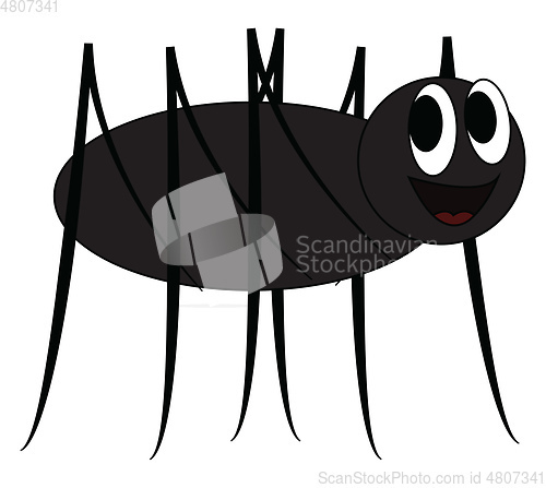 Image of A black cartoon spider with two bulging eyes vector or color ill