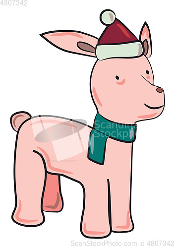 Image of Little calf in festive costume vector or color illustration
