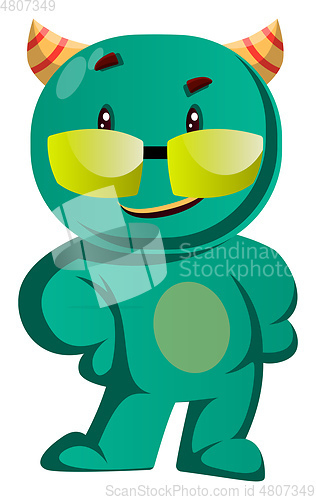 Image of Cool green monster with sunglasses vector illustration