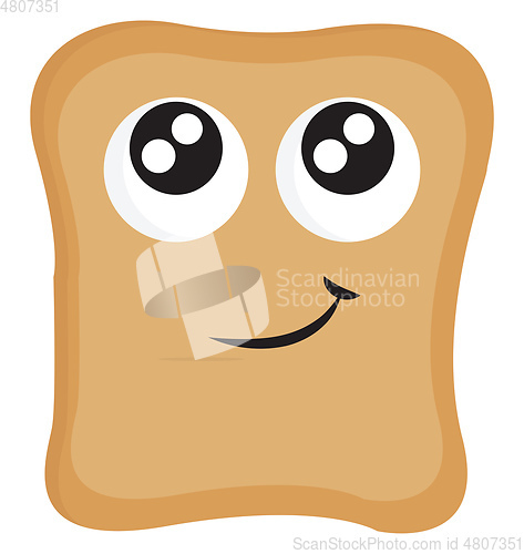 Image of Bread slice with big eyes and smilling mouth vector illustration