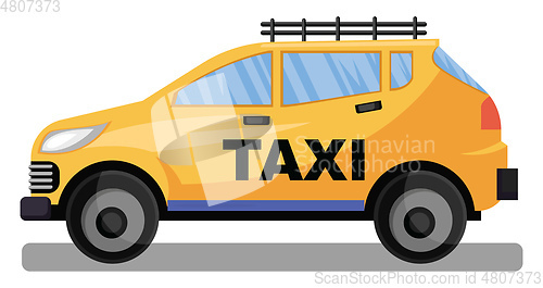 Image of Yellow taxi car vector llustration on white background.