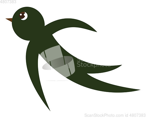 Image of A small cartoon green-colored swallow bird vector or color illus