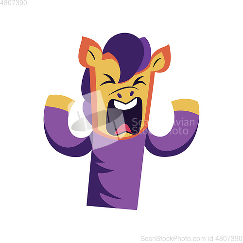 Image of Furious yellow and purple horse vector illustration on a white b