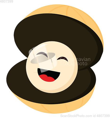 Image of A cartoon oyster with a laughing pearl vector or color illustrat