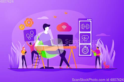 Image of Health-focused IOT desks concept vector illustration