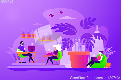 Image of Biophilic design in workspace concept vector illustration