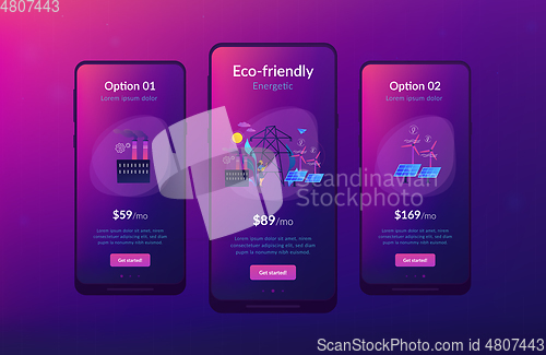 Image of Alternative energy app interface template.