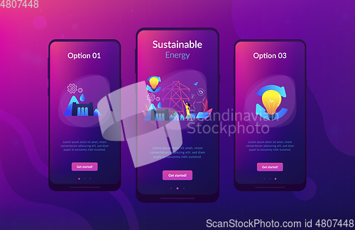 Image of Sustainable energy app interface template.