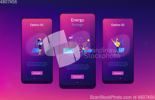 Image of Energy storage app interface template.