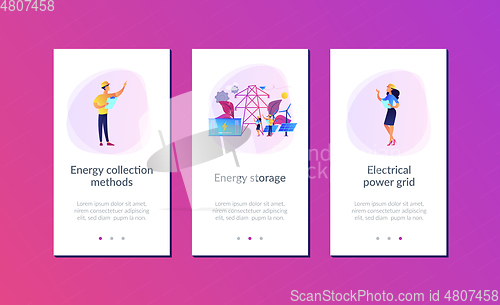 Image of Energy storage app interface template.