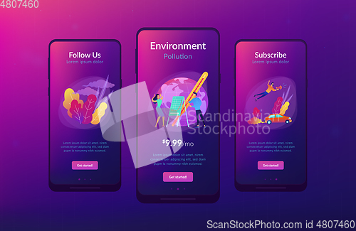 Image of Global warming app interface template.