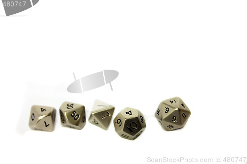 Image of Small Metal Dice in a Row