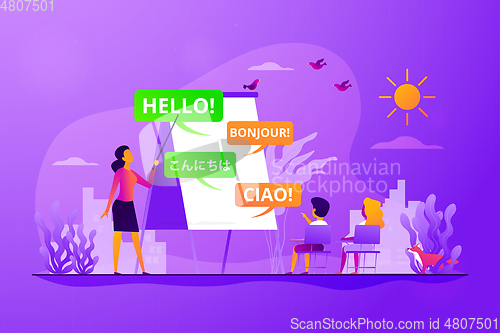 Image of Language learning camp concept vector illustration