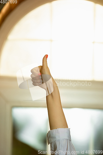 Image of Close up of caucasian human\'s hands gesturing