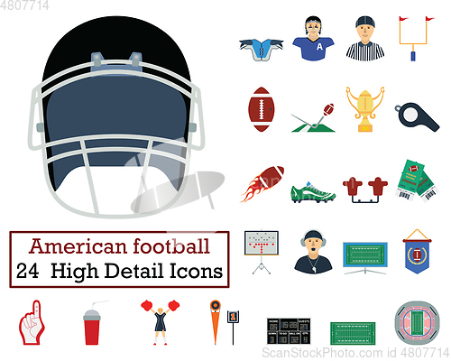 Image of Set of 24 American football Icons