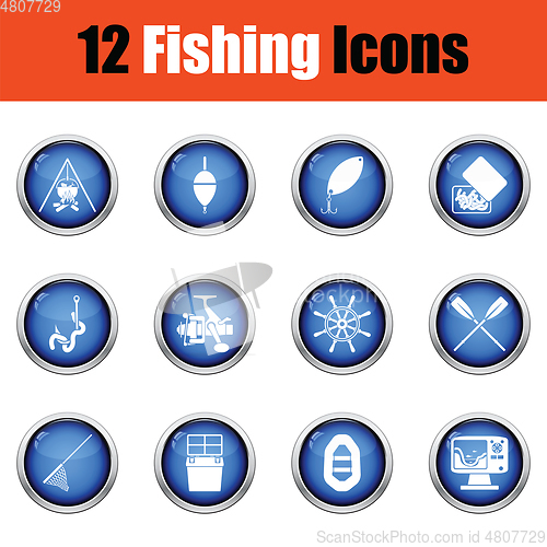 Image of Fishing icon set. 