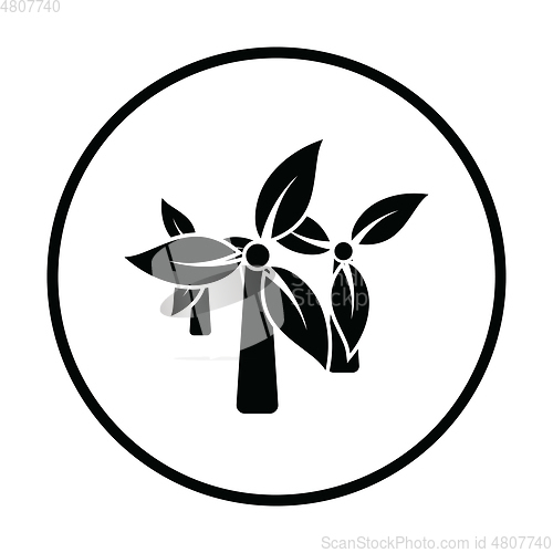 Image of Wind mill with leaves in blades icon
