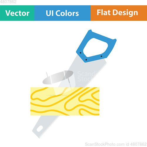 Image of Handsaw cutting a plank icon