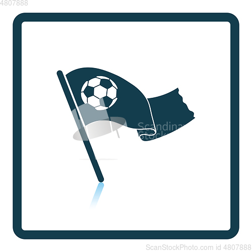 Image of Football fans waving flag with soccer ball icon