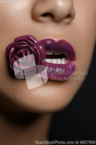 Image of beautiful woman lips closeup