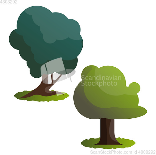 Image of Couple of green trees vector illustration on white background