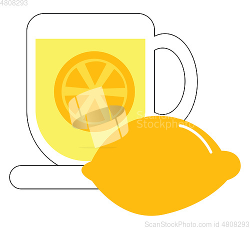 Image of Clipart of a coffee cup filled with lemon tea vector or color il