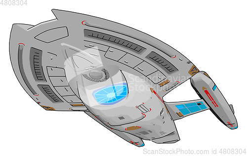 Image of Fantasy cargo spaceship vector illustration on white background